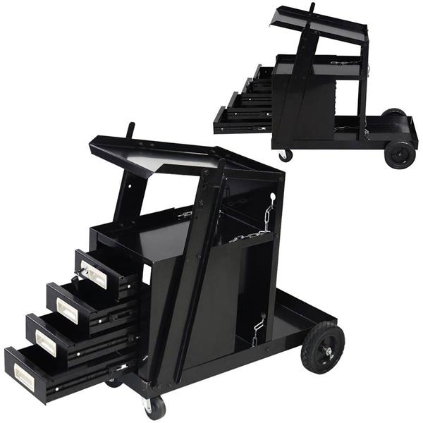 [US-W]4 Drawers Portable Wheels Steel Welding Cart Black 