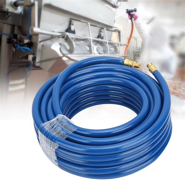 15M Blue Flexible Pneumatic PVC Hose with Quick Connector for Air Compressor 
