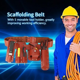 5in1 Leather Tool Belt Pouch Scaffolding Tool with Tool Holder for Level Spanners Hammer