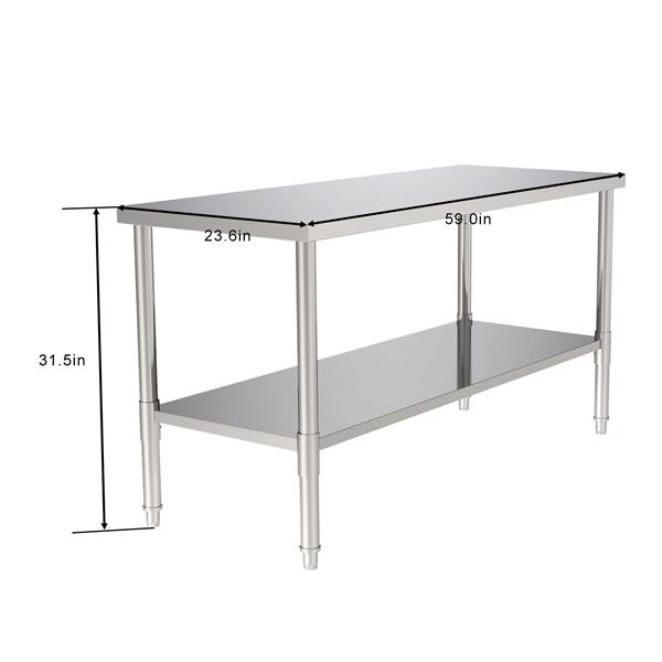 60" Stainless Steel Galvanized Work Table (without Back Board) 