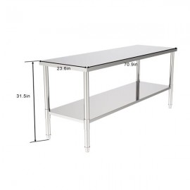 72" Stainless Steel Galvanized Work Table (without Back Board)