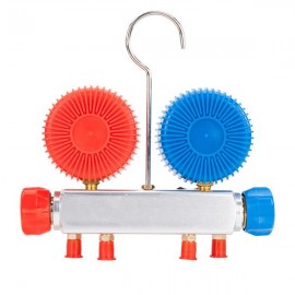 R404A R410A R22 Dual Manifold Gauges Valve Set with Red Plastic Case Red & Yellow & Blue & Golden