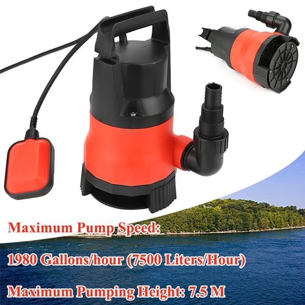 Heave Duty 400W Electric Submersible Pump for Clean Dirty Flood Water US Plug 110V 