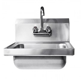 17" Commercial Stainless Steel Wall Mount Kitchen Hand Sink with Faucet Silver