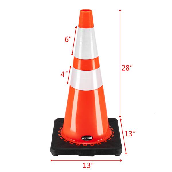 Oshion (6 pcs) 21" PVC American Road Cone Black Chassis Reflective Cone Warning Cone 36x36x70cm 