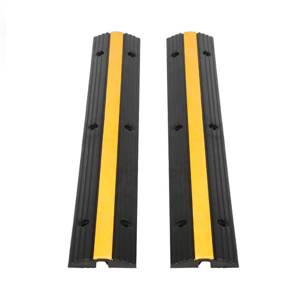 2pcs Heavy Duty Single Channel Rubber Speed Bump Cable Protector Cover 99 x 16 x 3cm 