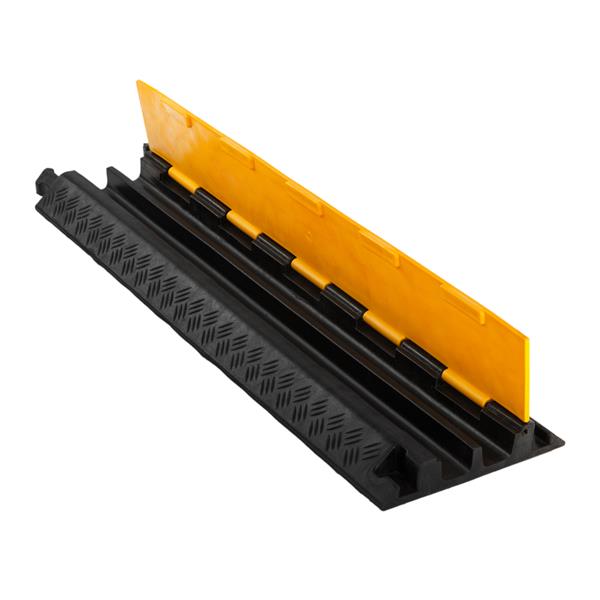 2-Channel Cable Protector Durable Cable Ramp Protective Cover Cable 18000lbs Per Axle Capacity Protector Ramp Rubber Speed Bumps 