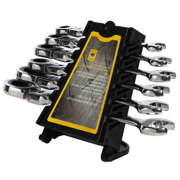 6 Piece Flexible Wrench Reversible Ratcheting Combination Wrench Set 